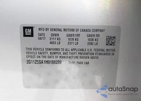 2017 Chevrolet Impala Ls from USA, damaged, VIN 2G11Z5SA1H9188289